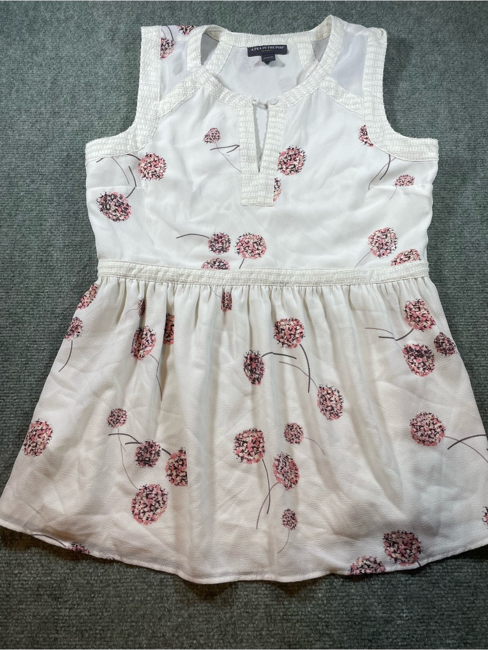 A Pea in the Pod White Dress with Pink Floral Dots